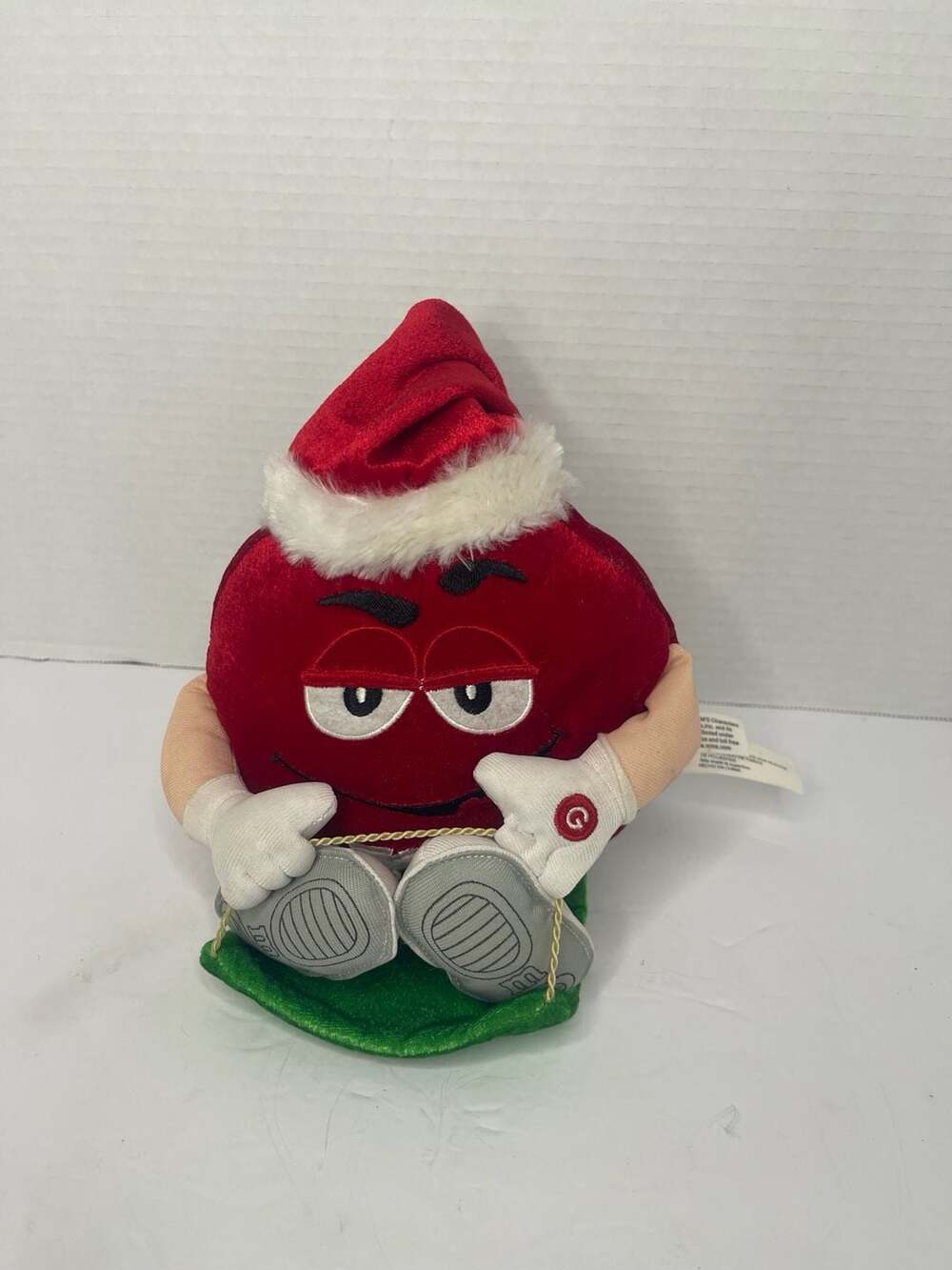 Gemmy Red M&M Animated Musical Wobblin’ Plush Santa Hat Sled Christmas